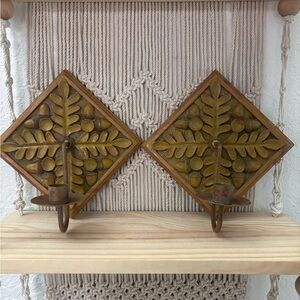 Set of 2 Vintage Decorative wall plaque sconces